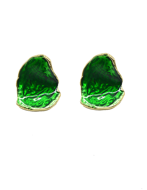 Fashion Green Metal Irregular Emerald Stud Earrings