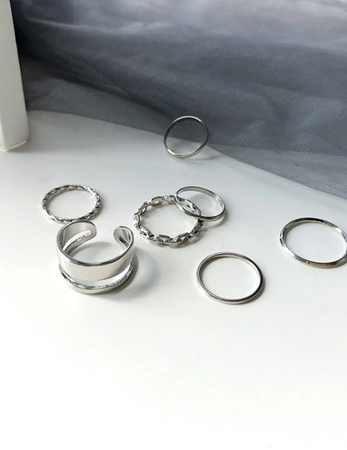 Fashion Silver Color Alloy Geometric Thread Ring Set