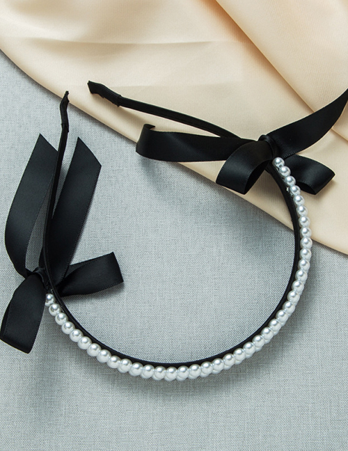 Fashion Black Pearl Bow Headband