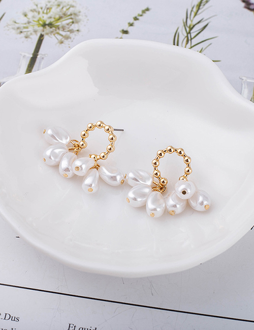 Fashion Gold Color Geometric Pearl Stud Earrings