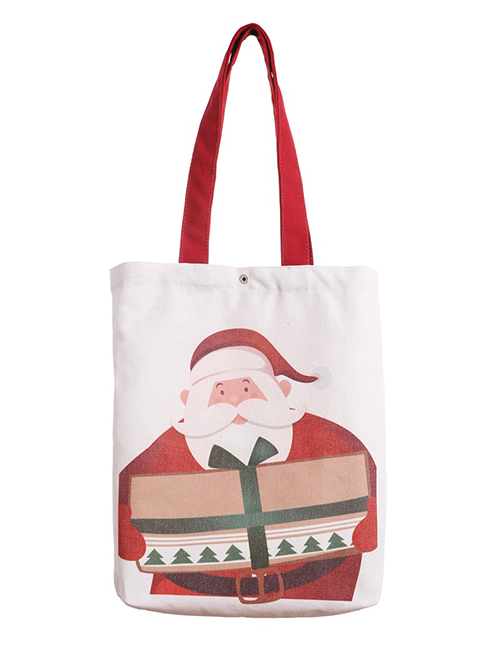 Fashion Elderly Carry Backpack Bag Santa Canvas Tote Bag