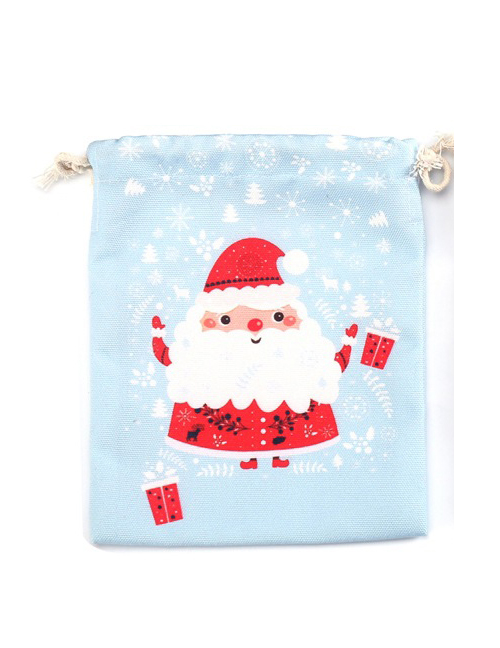 Fashion Light Blue Snowflake Old Man Christmas Print Candy Bag