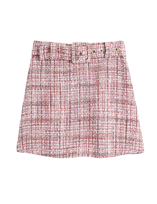 Fashion Pink Textured Skirt With Belt