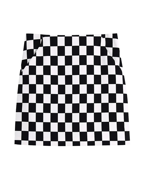 Fashion Black Check Skirt