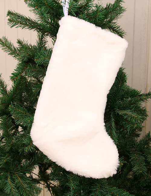 Fashion Christmas Socks White Plush Christmas Stocking