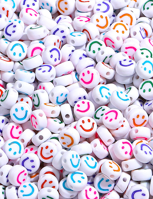 Fashion Color Acrylic Flat Beads 100 Smiley Beads