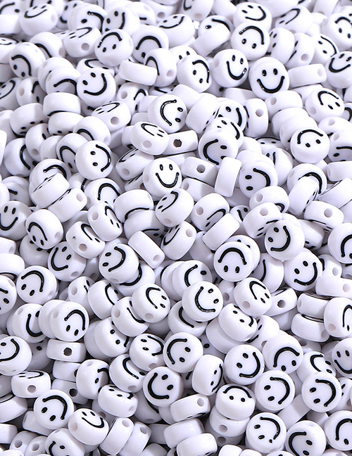 Fashion White Acrylic Flat Beads 100 Smiley Beads