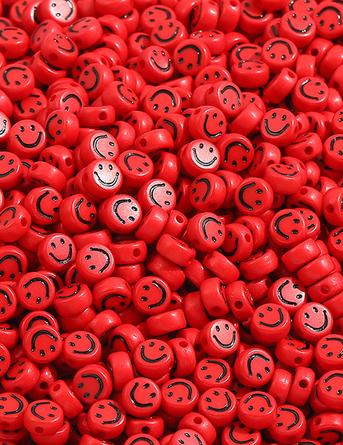 Fashion Red Acrylic Flat Beads 100 Smiley Beads
