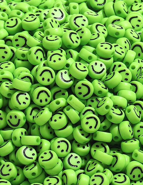 Fashion Green Acrylic Flat Beads 100 Smiley Beads