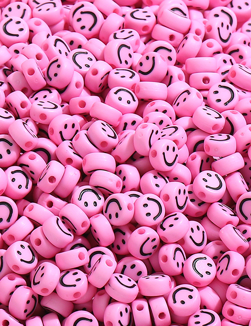 Fashion Pink Acrylic Flat Beads 100 Smiley Beads