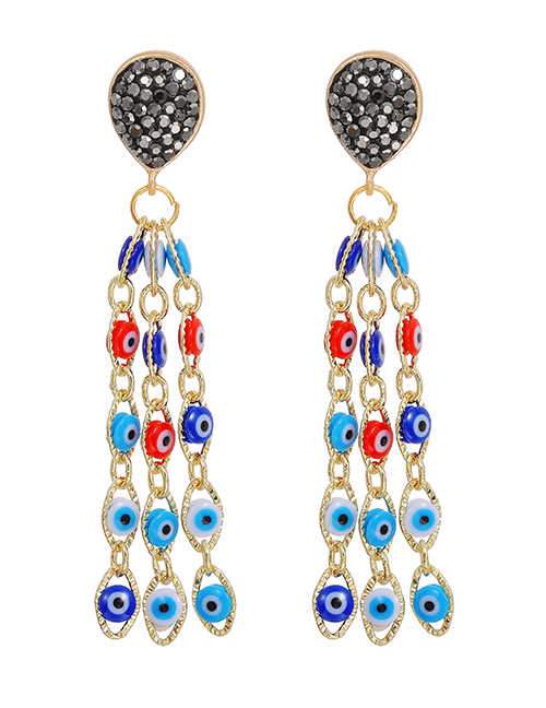 Fashion Color Copper Earrings With Diamond Dripping Eye Tassels