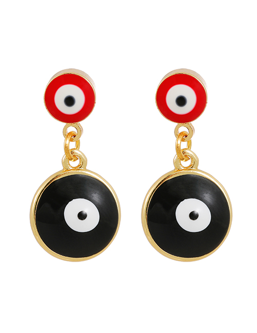 Fashion Black Copper Drop Oil Round Eye Stud Earrings