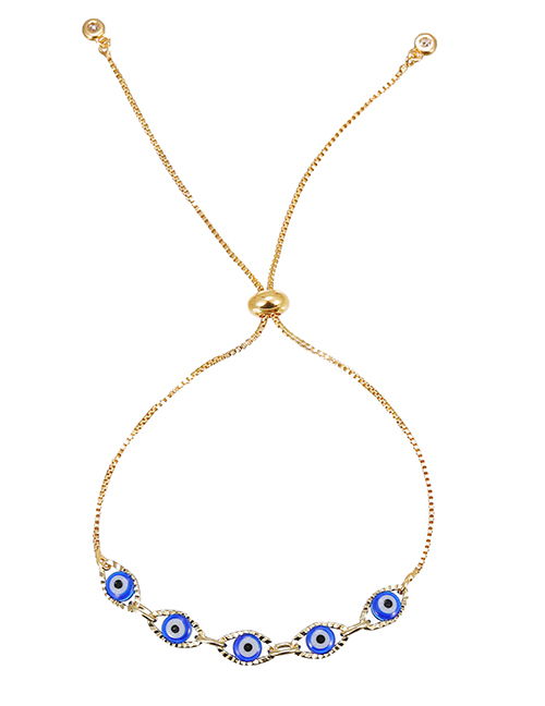 Fashion Blue Copper Inlaid Zircon Oil Drip Eye Bracelet