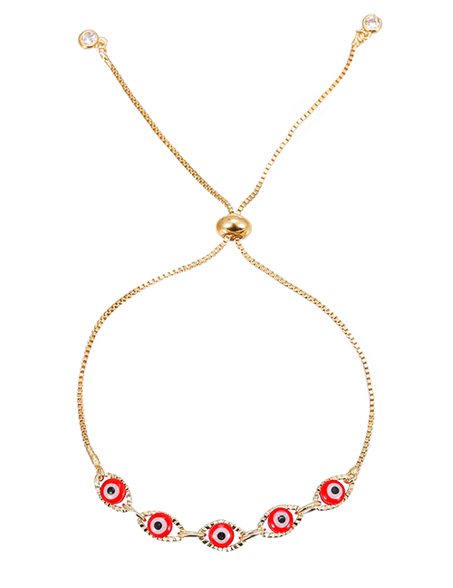 Fashion Red Copper Inlaid Zircon Oil Drip Eye Bracelet