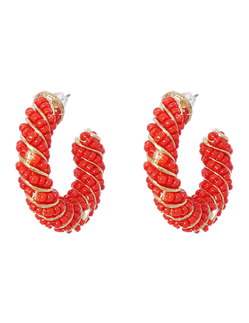 Fashion Red Geometric C-shaped Massive Winding Ear