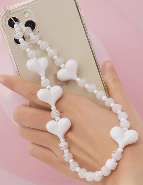 Fashion 10 # Striped Candy Beads Bead Acker Peach Heart Knitting Mobile Phone Chain