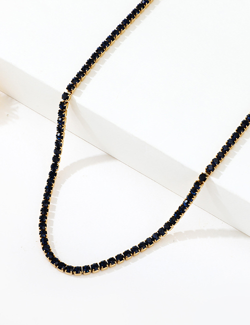 Fashion Black Stainless Steel Diamond Chain Necklace