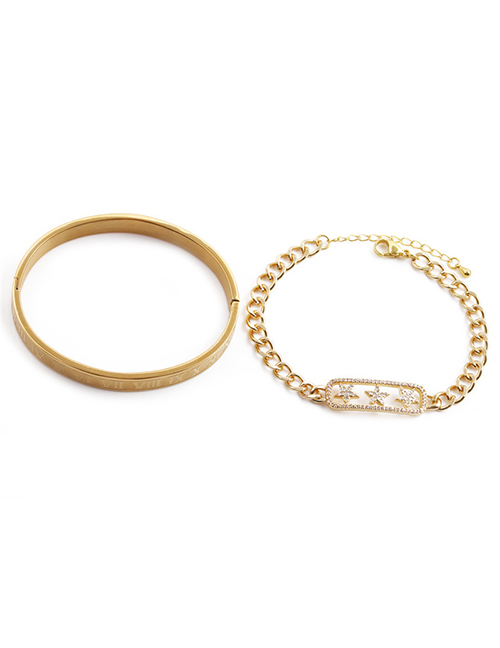 Fashion 2# Bronze Plated Real Gold Color Star Bracelet