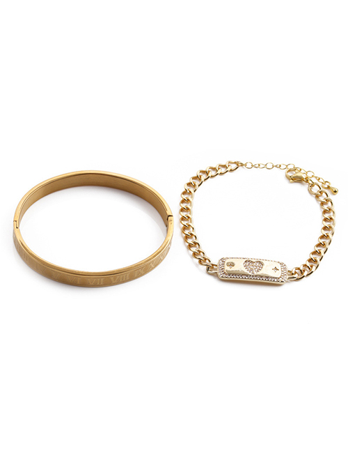 Fashion 2# Copper Plated Real Gold Color Love Bracelet