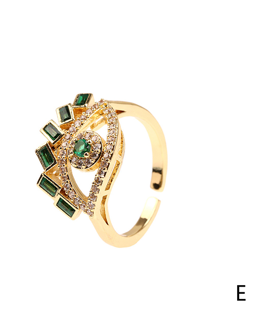 Fashion Green Diamond Fancy Diamond Eye Open Ring