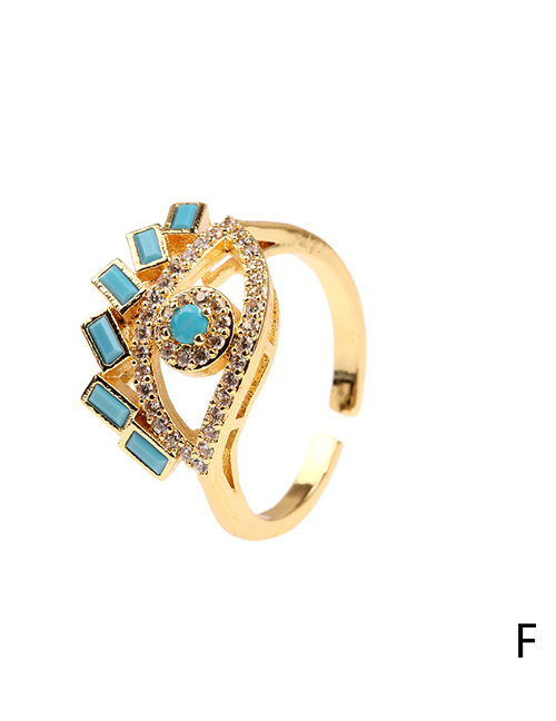 Fashion Blue Turquoise Fancy Diamond Eye Open Ring
