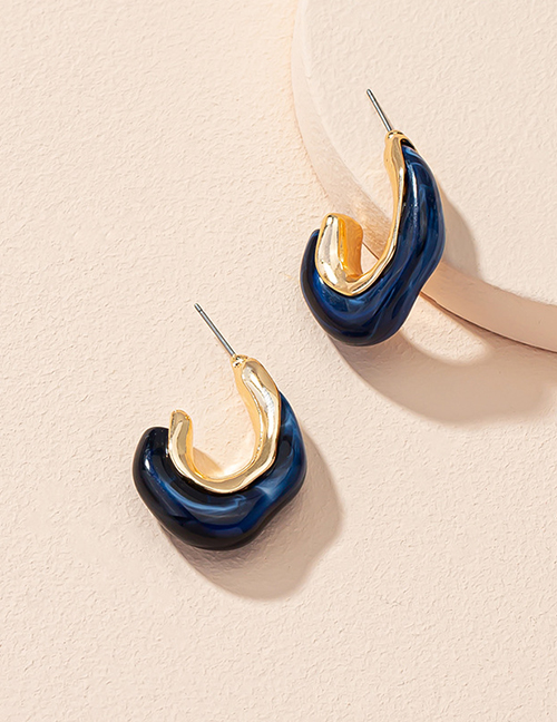 Fashion Ink-blue Colour Acrylic Irregular Geometric Earrings