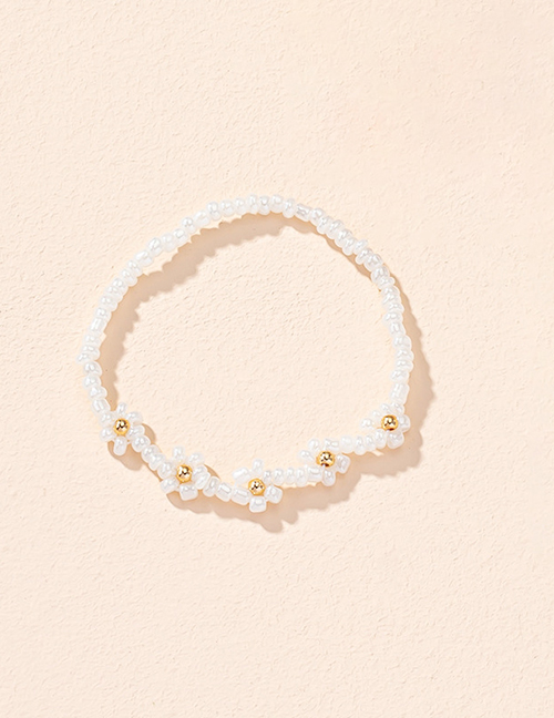 Fashion White Flowers Resin Beaded Flower Bracelet