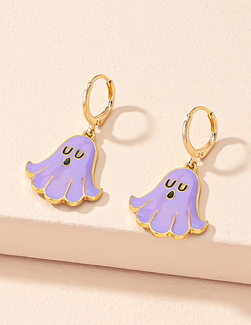 Fashion Purple Halloween Dripping Ghost Earrings