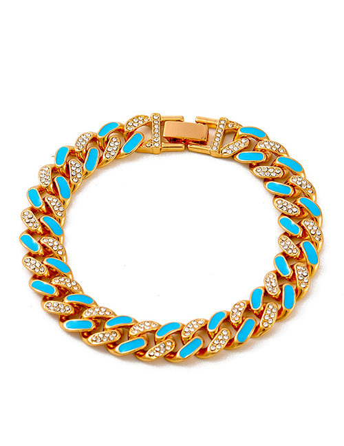 Fashion Blue# Anklet Two-color Oil Drop Rhinestone Thick Chain Anklet