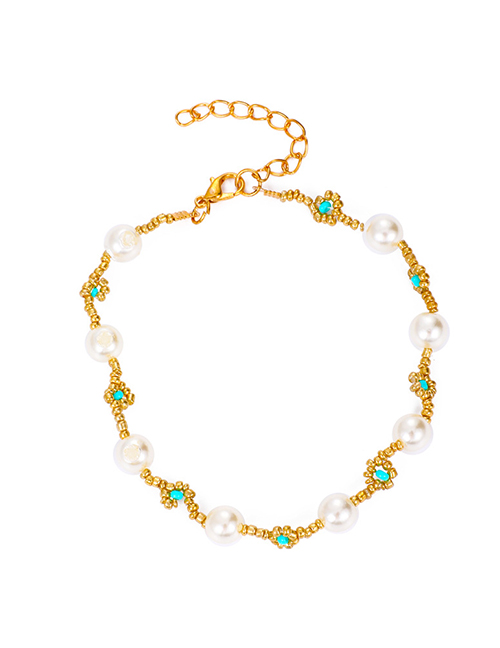 Fashion Eight Beads Imitation Pearl Rice Bead Flower Bracelet