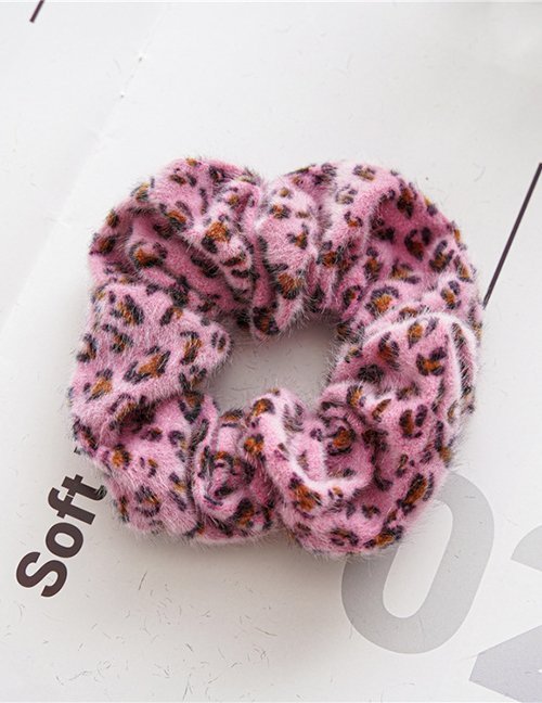 Fashion Pink Leopard Point Leopard Pleated Hair Tie