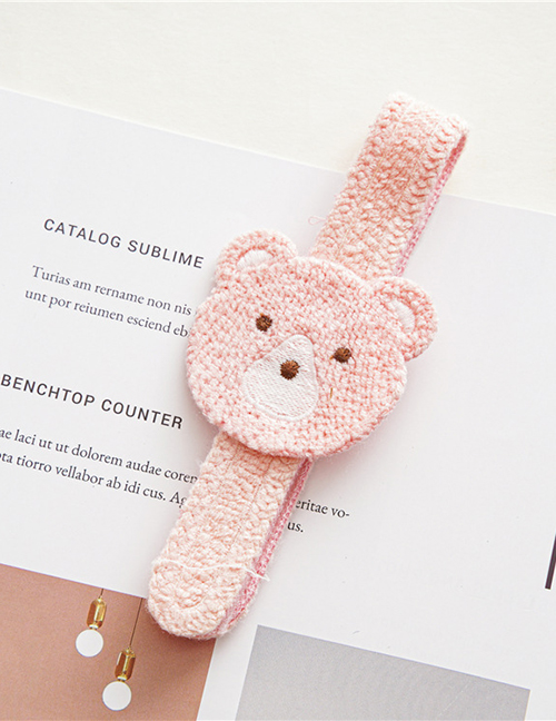 Fashion Bear Head Pink Velcro Children's Knitted Velcro Headband