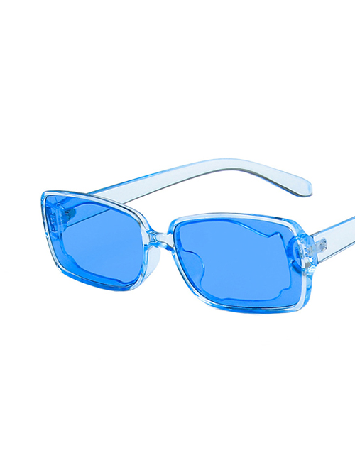 Fashion Blue Blue Sheet Resin Geometric Box Sunglasses