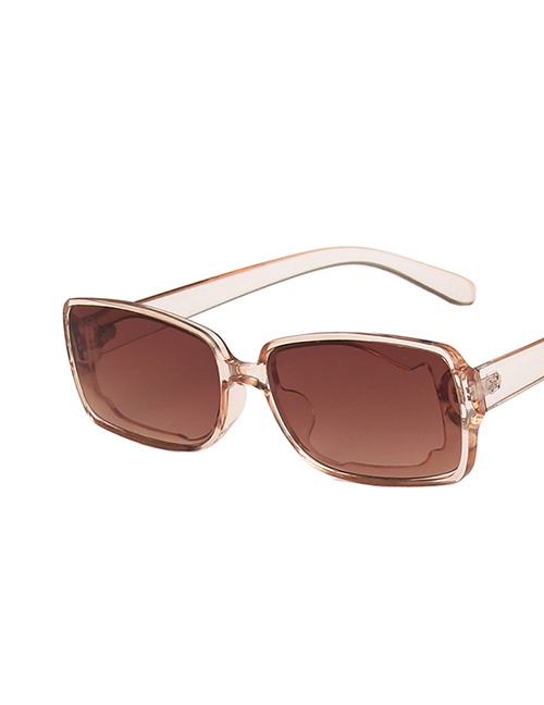 Fashion Champagne Double Tea Resin Geometric Box Sunglasses