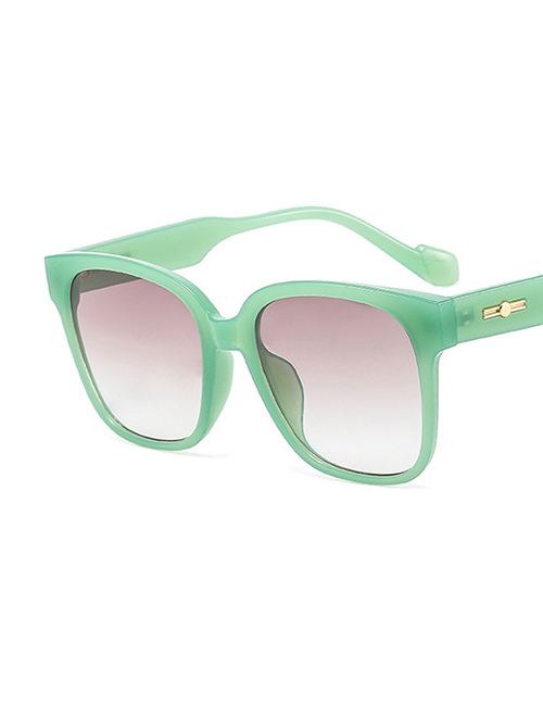 Fashion Jelly Green Gray Square Wide Leg Sunglasses