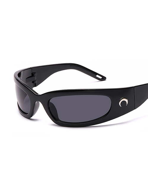 Fashion Bright Black Gray Resin Geometric Width Sunglasses