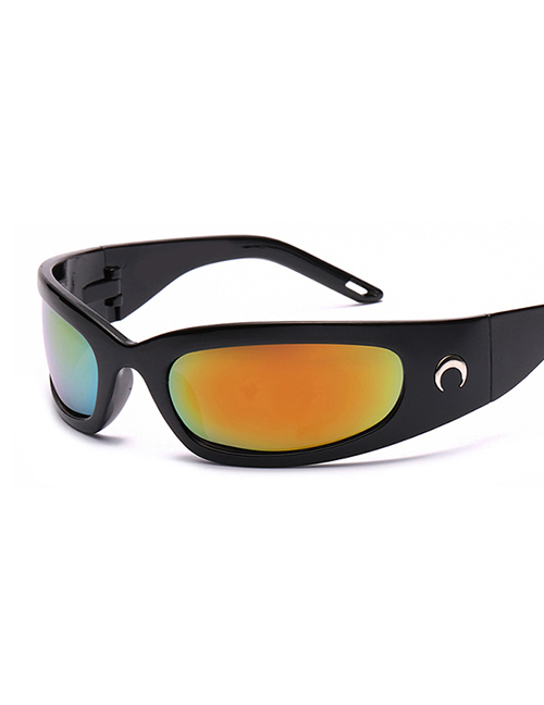 Fashion Bright Black Mercury Resin Geometric Width Sunglasses