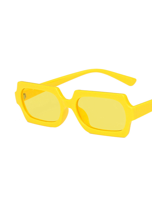 Fashion Real Yellow Piece Resin Small Frame Square Sunglasses