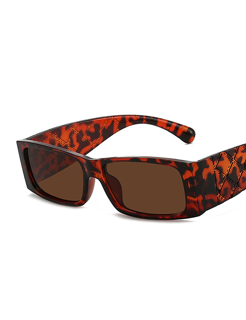 Fashion Leopard Tea Tablets Resin Wide Foot Sunglasses