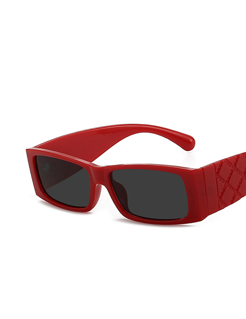 Fashion Big Red Gray Resin Wide Foot Sunglasses