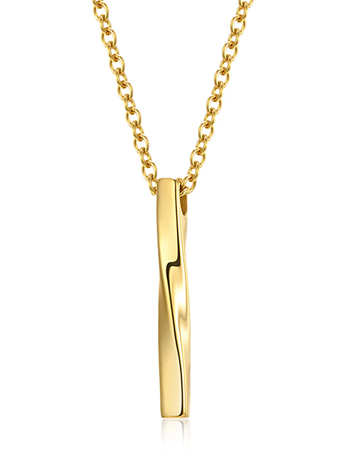 Fashion Gold Color + Pl004 3 * 60 + 5cm Titanium Steel Spiral Straight Necklace