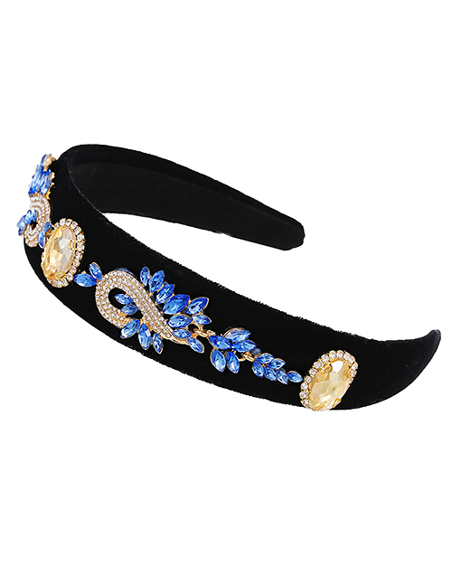 Fashion Blue Cloth Alloy Diamond Irregular Headband