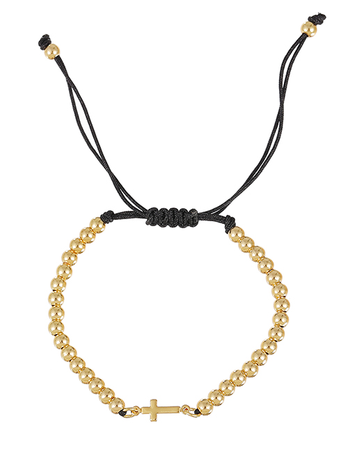 Fashion Gold Copper Beaded Cross Bracelet