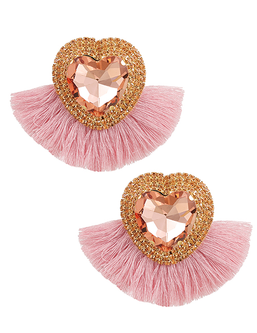 Fashion Pink Alloy Diamond Love Heart Su Ear Nail