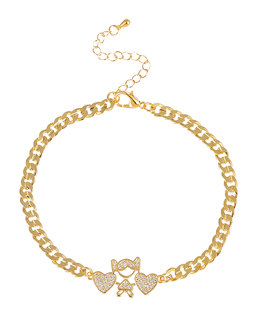 Fashion Gold Titanium Steel Striped Zircon Girl Love Bracelet Real Gold Plan