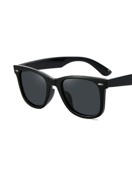 Fashion Bright Black/full Gray Square Polarized Sunglasses