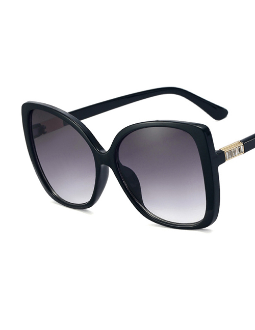 Fashion Bright Black/gradient Gray Pc Square Sunglasses
