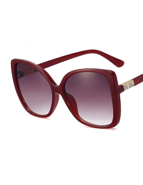 Fashion Burgundy/red To Gray Pc Square Sunglasses