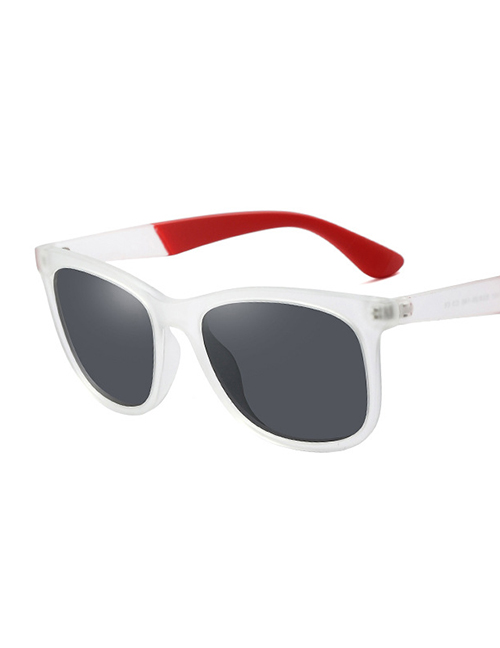 Fashion White/full Gray Large Frame Wide-leg Sunglasses
