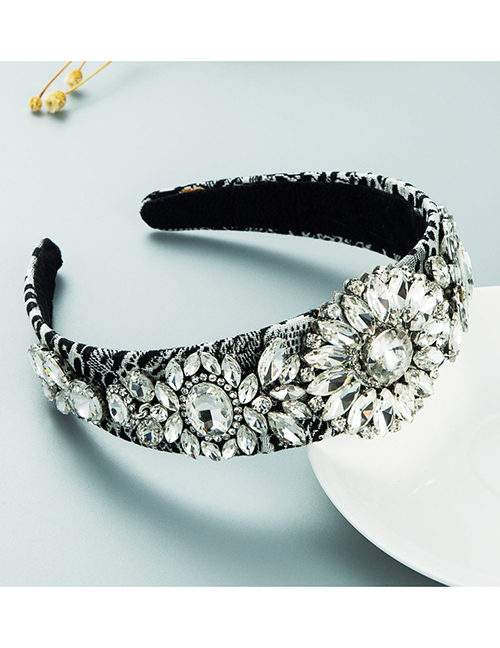 Fashion White Glass Drill Pattern Headband
